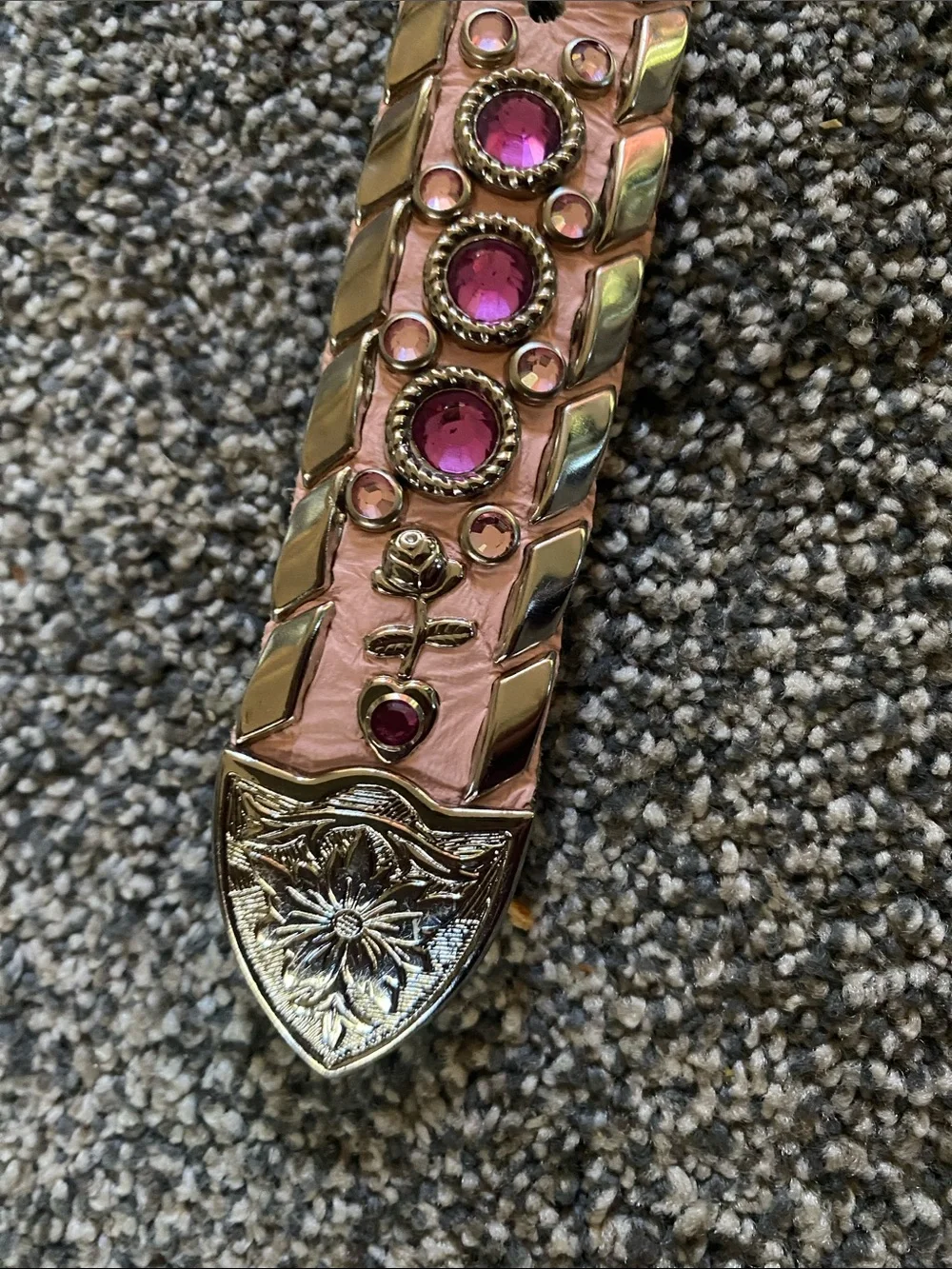 Vintage KIPPY’S Pink Jeweled Western-Style Women’s Belt with Silver Buckle